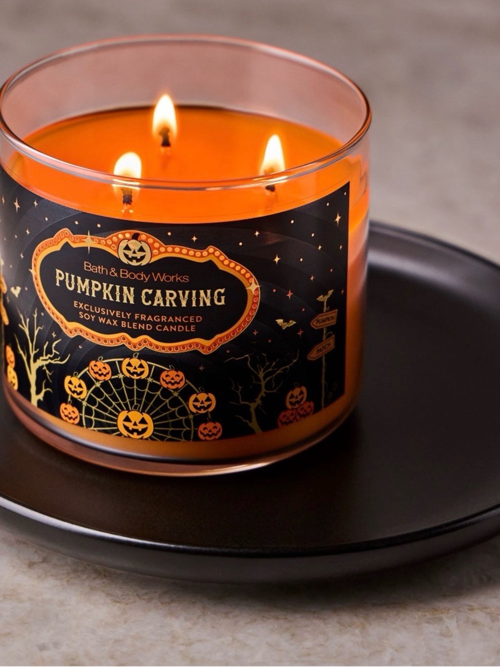 Bath & Body Works Orange 3-Wick Pumpkin Carving Candle